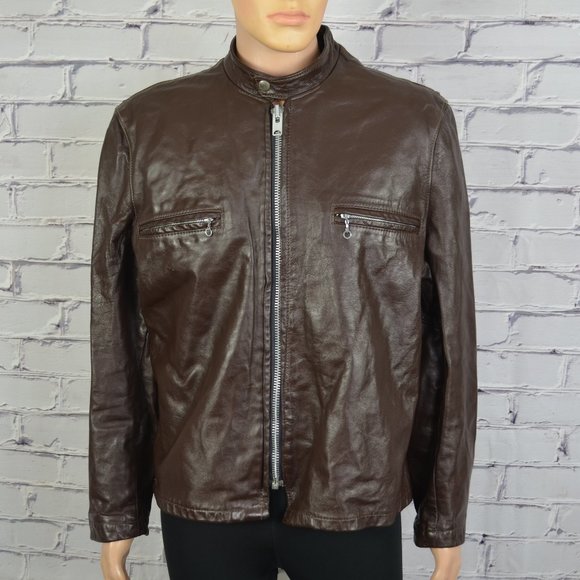 Mens Reed Sportswear cafe motorcycle style leather jacket - Picture 2 of 16